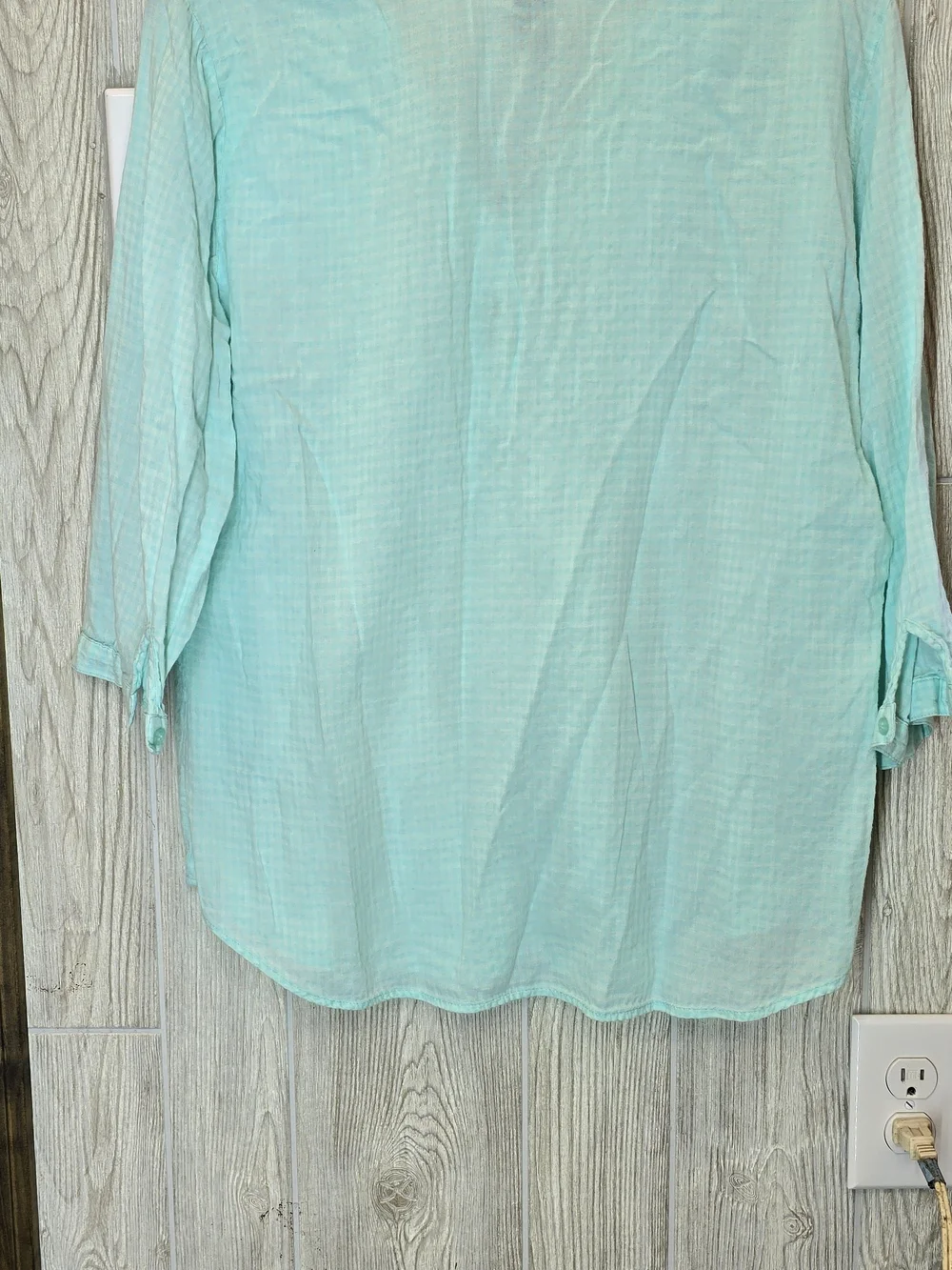 Bit & Bridle Mint Green Button-Front Tunic Blouse